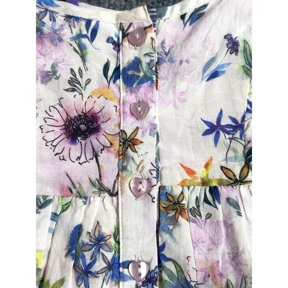 Tutu Du Monde Eden Dress Girls 3-6 Months Watercolor Summer Floral Lined Ruffled